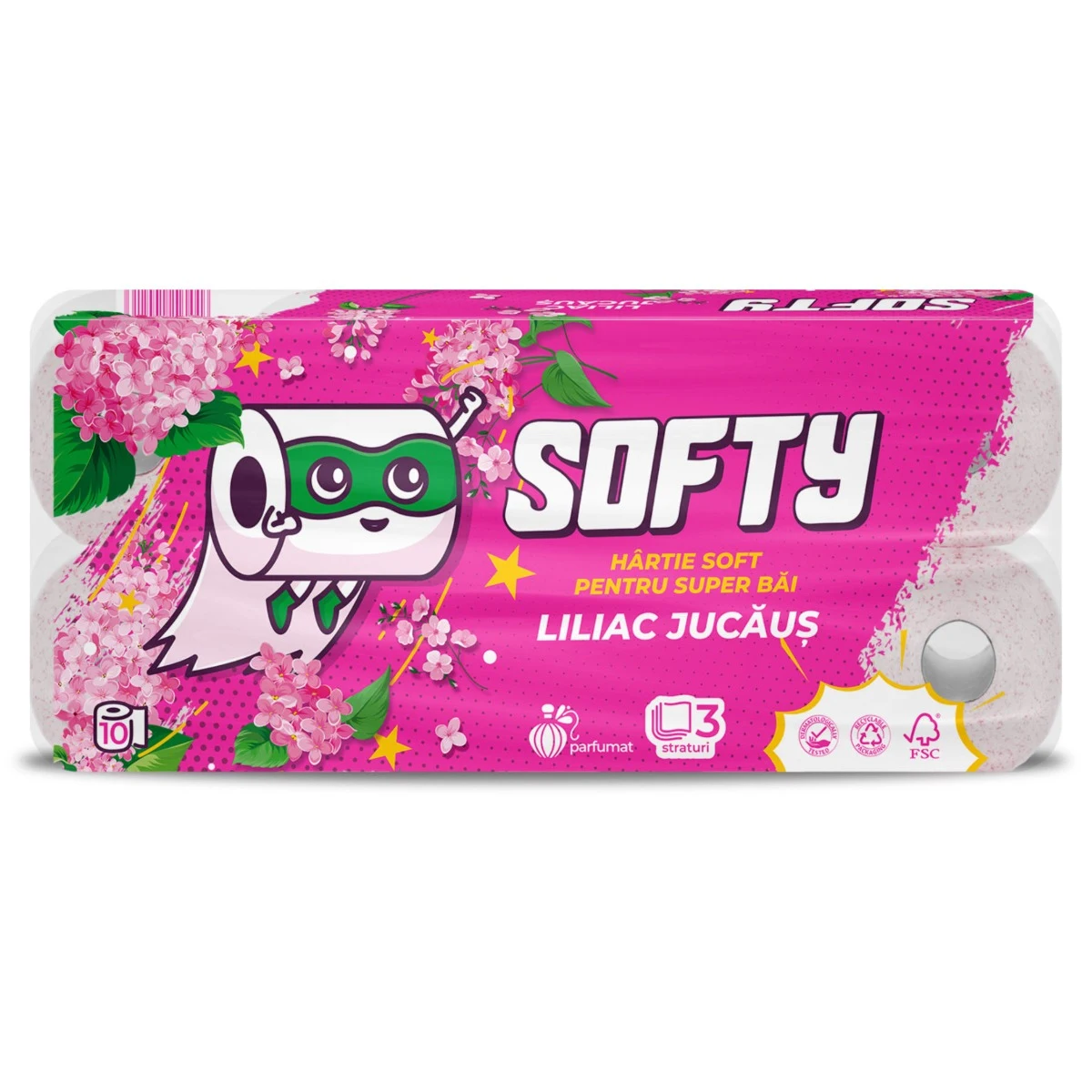 Hartie igienica SOFTY-Liliac 3str,10R 120foi-12m